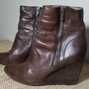 Short Frye bootie wedges